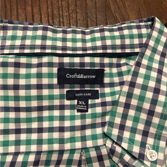 Croft & Barrow Blue and Green Plaid Shirt - Picture 3 of 3